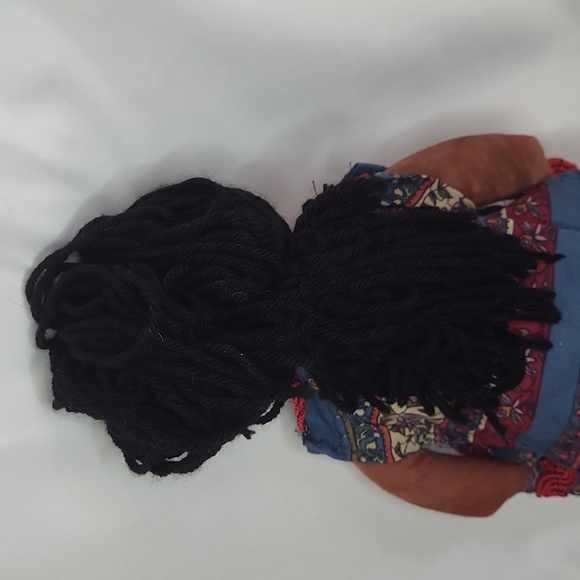 Mexican Rag Doll Dark Skin Hand Made Earrings Button Eyes Yarn Hair 15 inches - Picture 8 of 13